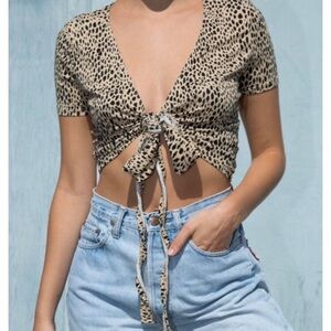Brandy Melville Cheetah Print Wrap Crop Top